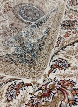 فرش (22009) اکریلیک - 10 رنگ - 1200 شانه - کرم - تراکم 3600