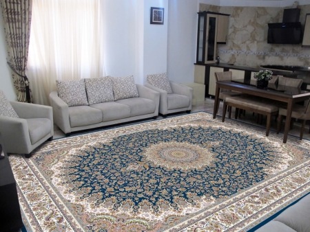 فرش (45003) اکریلیک 8 رنگ 1500 شانه آبی تیره